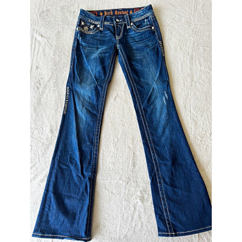 Rock Revival Womens Bootcut Jeans Dark Wash Stretch Denim Blue 5-Pocket